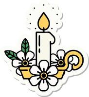 tattoo style sticker of a candle holder vector