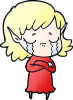 cartoon crying elf girl vector