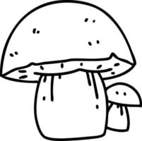 line doodle of a wild mushroom that may or may not be poisonous vector