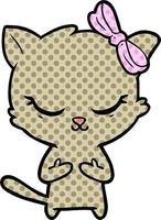 cute cartoon cat with bow vector