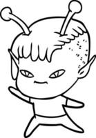linda chica alienígena de dibujos animados vector