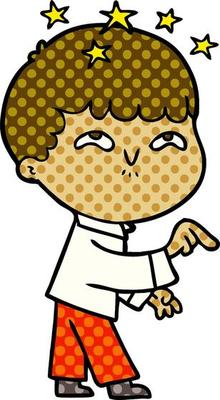 cartoon amazed boy