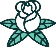 tattoo style icon of a single rose vector