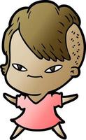 cute cartoon girl with hipster haircut vector