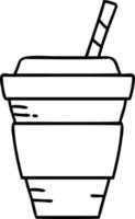 line doodle disposable takeout coffee cup vector