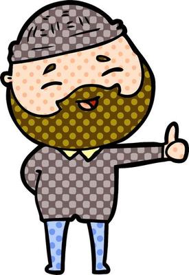 cartoon happy bearded man