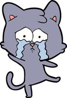 cartoon crying cat vector