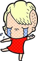 cartoon crying girl vector