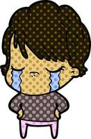 cartoon woman crying vector