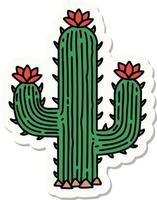 pegatina de tatuaje al estilo tradicional de un cactus vector