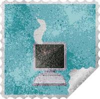 broken computer graphic square sticker stamp vector