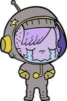 cartoon crying astronaut girl vector