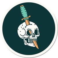 pegatina de tatuaje al estilo tradicional de una calavera vector