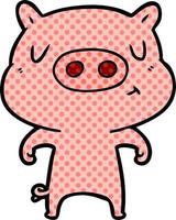 cartoon content pig vector