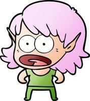 cartoon shocked elf girl vector