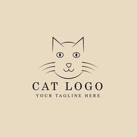 diseño de vector de icono de logotipo de línea de gato elegante abstracto. signo de vector forrado de animales