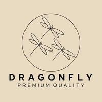 Dragonfly line art logo, icon and symbol, vector illustration design