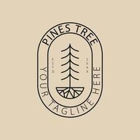 Pine tree line art logo, icon and symbol, with emblem vector illustration design