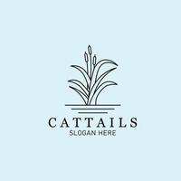 cattails line art logo, icon and symbol, vector illustration design