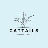 cattails line art logo, icon and symbol, vector illustration design