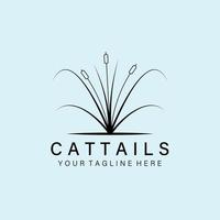 cattails line art logo, icon and symbol, vector illustration design