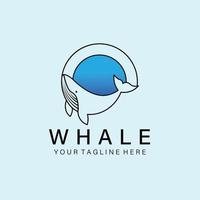 whale line art logo, icon and symbol, vector illustration design