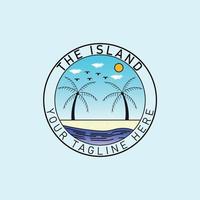 The island vintage logo, icon and symbol, with emblem vector illustration design