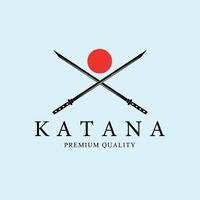 logotipo de arte de línea de espada katana, icono y símbolo, diseño de ilustración vectorial vector