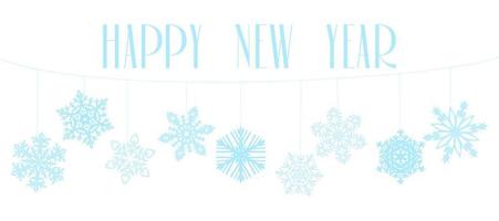 Happy New Year Inscription Vector Greeting Card Design Template with Christmas Toys