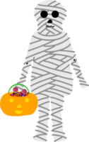 personagem de desenho animado de férias de halloween. lindos filhos em trajes de bruxa, múmia, pirata, esqueleto e gato preto. fantasmas e abóboras fantasmas. png
