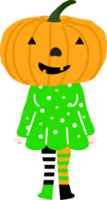 halloween vakantie tekenfilm karakter. schattig kinderen in kostuums van heks, mama, piraat, skelet en zwart kat. geesten en geest pompoenen. png