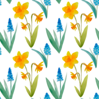 padrão sem emenda de flores de primavera em aquarela png