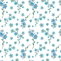 Watercolor seamless pattern with forget-me-not spring flowers png