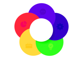 objet de cercle coloré en cinq étapes pour le modèle d'infographie. png