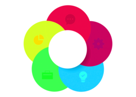 Five steps colorful circle object for infographic template. png