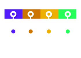 Objeto colorido de cuatro pasos para plantilla infográfica. png