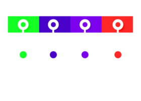 Objeto colorido de cuatro pasos para plantilla infográfica. png
