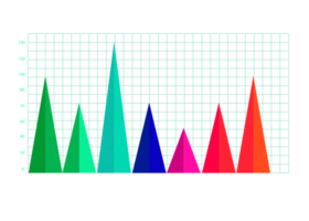 Seven steps colorful triangle graph object for infographic template. png