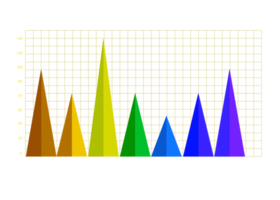 Seven steps colorful triangle graph object for infographic template. png