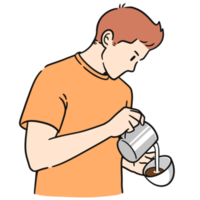 een mannetje barista maken koffie png