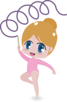 lindo personaje de niña gimnasta estilo plano png