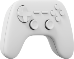 Realistic console game controller. White PNG icon on transparent background. 3D rendering.