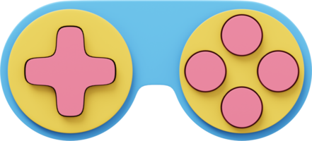 minimalistischer Konsolenspielcontroller. png buntes Symbol auf transparentem Hintergrund. 3D-Rendering.