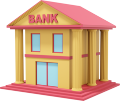 bank kantoor gebouw rood geel. PNG icoon Aan transparant achtergrond. 3d weergave.