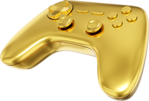Realistic console game controller. Gold PNG icon on transparent background. 3D rendering.