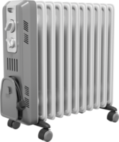 Electric oil radiator heater. Gray PNG icon on transparent background. 3D rendering.