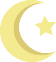 flat illustration crescent moon and a star element icon png