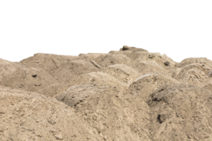 Construction site with heaps of sand. Pile of sand on an isolated white background. Transparent background. PNG. copy space. png