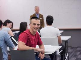 technology students group in computer lab school  classroom photo