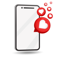 Mobile Phone With Love For Social Media png